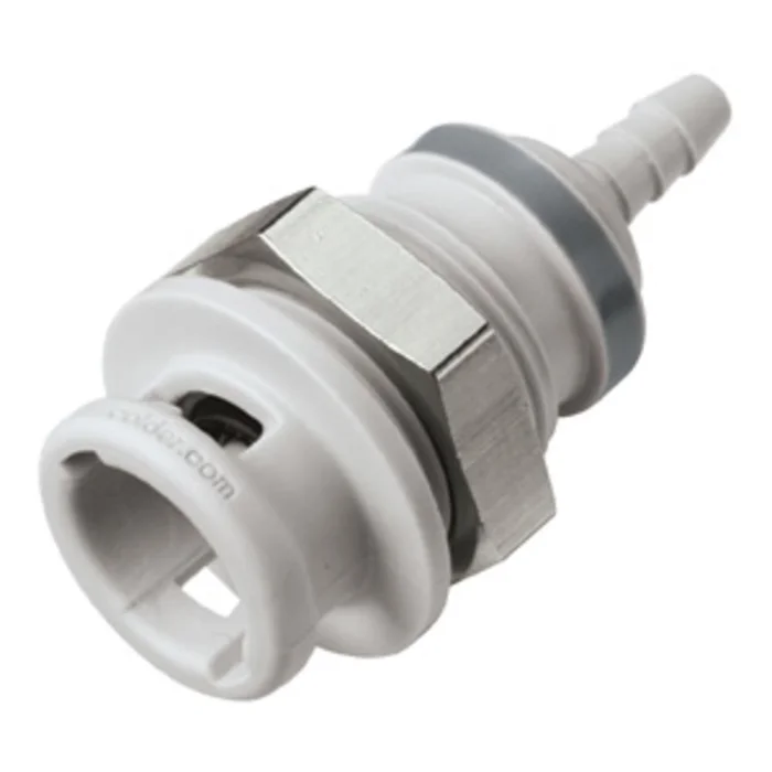 NS2D1602 Valved Panel Mount Hose Barb Coupling Body 1/8 ID Barb