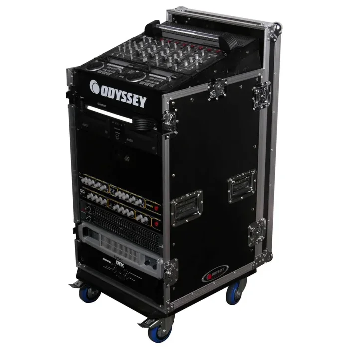 Odyssey FZ1116W 11U Top Slanted 16U Vertical Pro Combo Rack with Casters