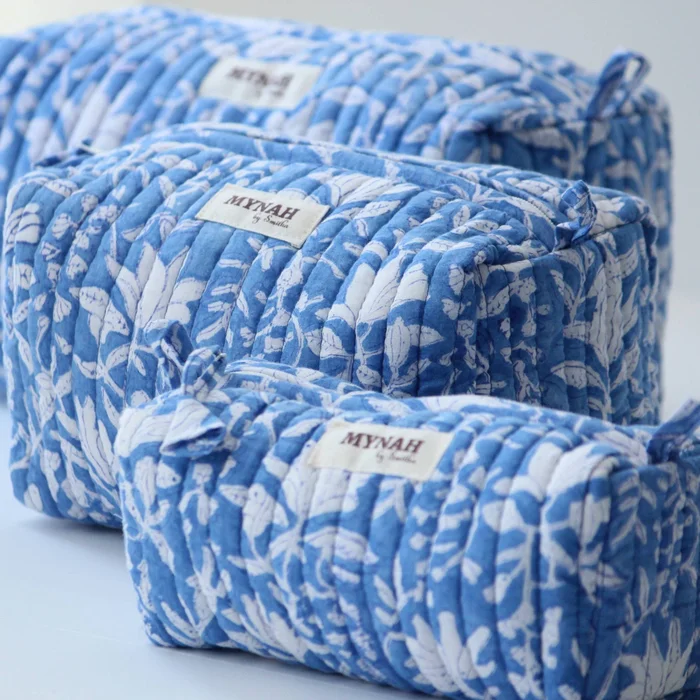 Old Blue Floral Cosmetic Bag