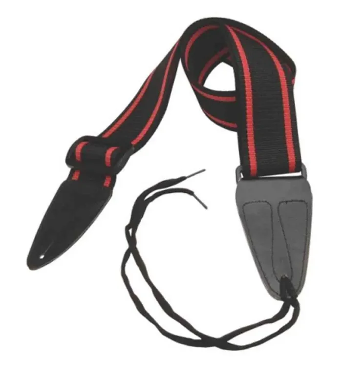 On Stage GSA10BKRD Guitar Strap with Leather Ends