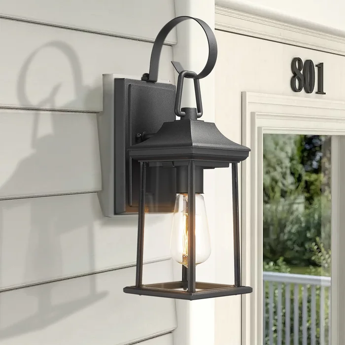Outdoor Wall Lantern Sconce Black Finsh With Clear Glass – N/A