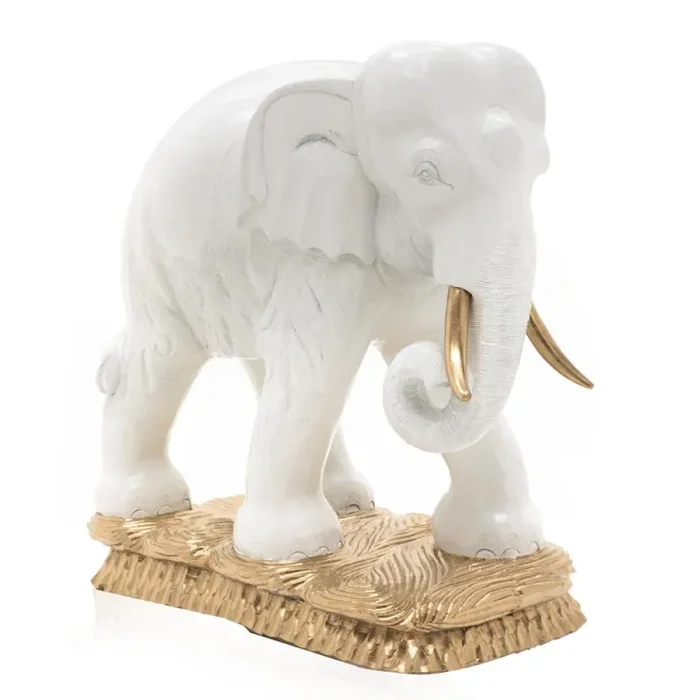 Oversized White and Gold Elephant