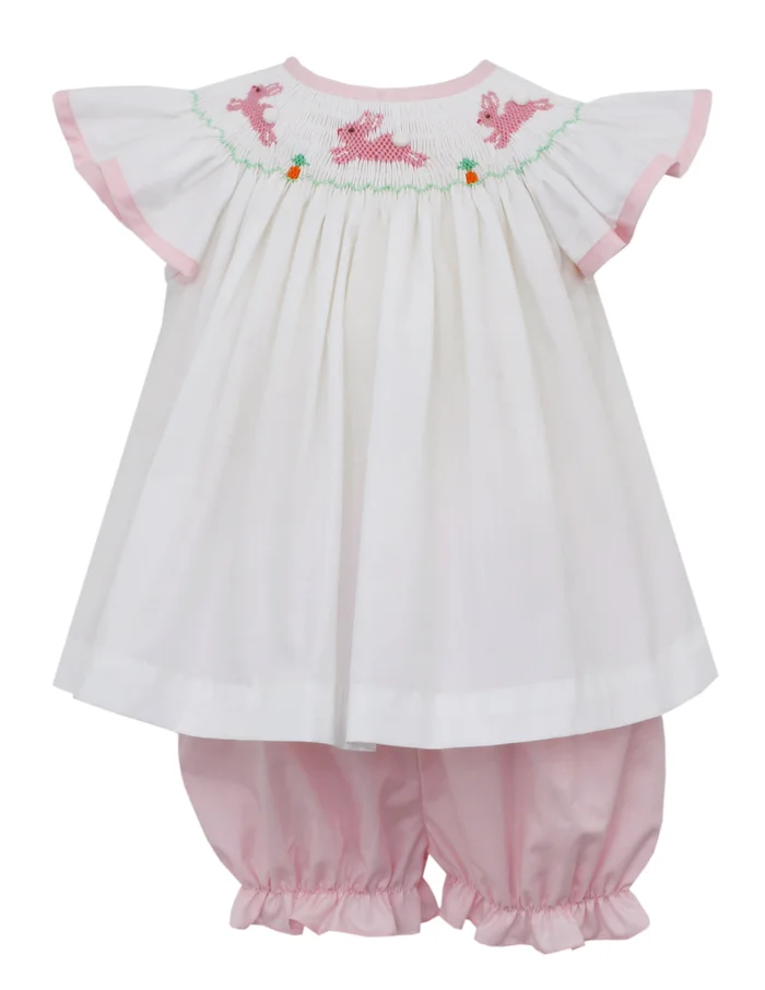 Petit Bebe Hop Hop Bunnies Bishop Bloomer Set