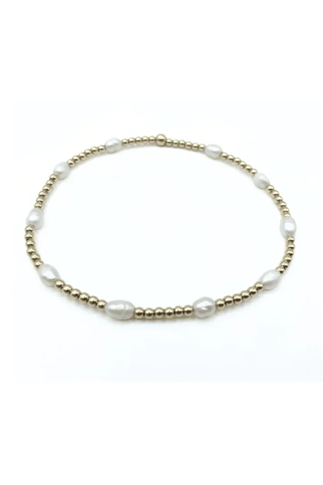 PETITE PATTERNED RICE PEARL BRACELET WITH 14K GOLD-FILLED BEADS