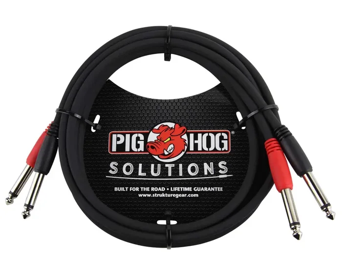 Pig Hog PD-21410, 1/4″ to 1/4″ Dual Cable – 10 Ft Supply