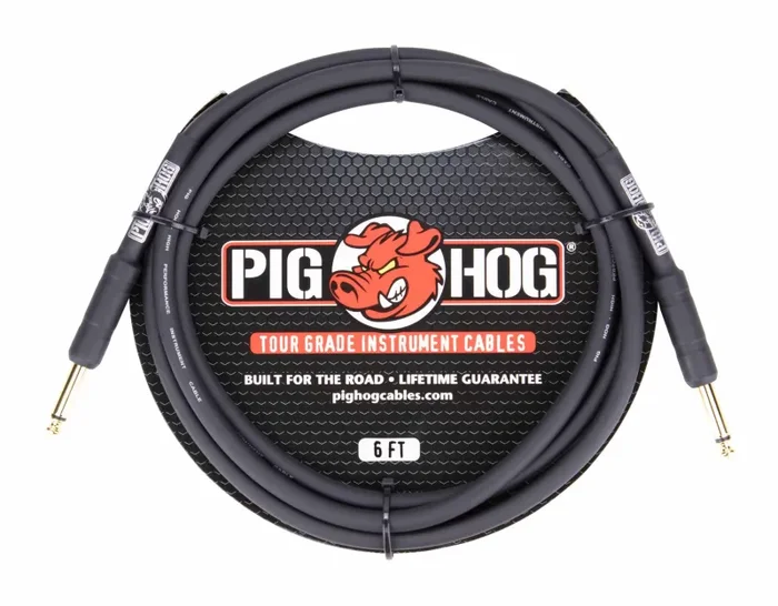 Pig Hog PH6 1/4 inch 8mm Instrument Cable, Straight – 6ft