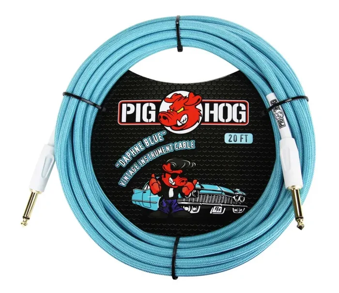 PigHog PCH20DB, Daphne Blue Guitar Instrument Cable – 20 Feet