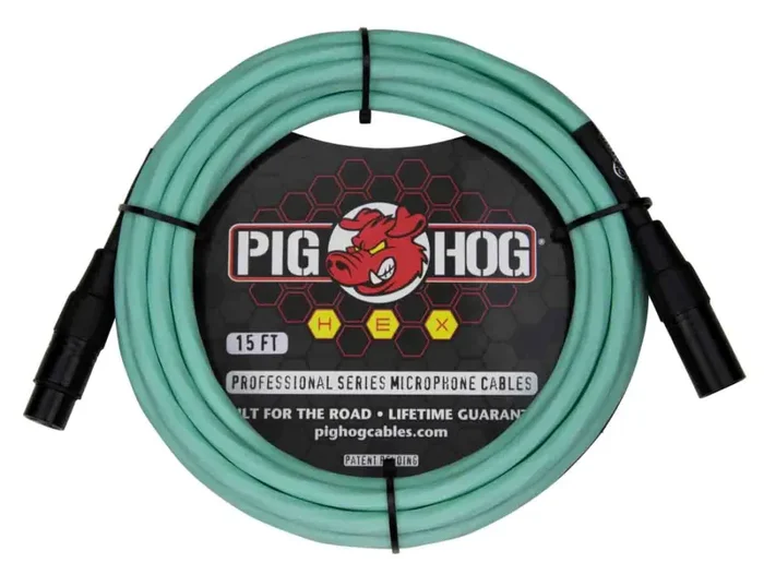 PigHog PHMH15SG, Hex Series Mic Cables (Seafoam Green, 15ft) Online