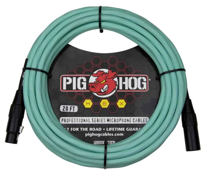 PigHog PHMH20SG, Hex Series Mic Cables (Seafoam Green, 20ft)