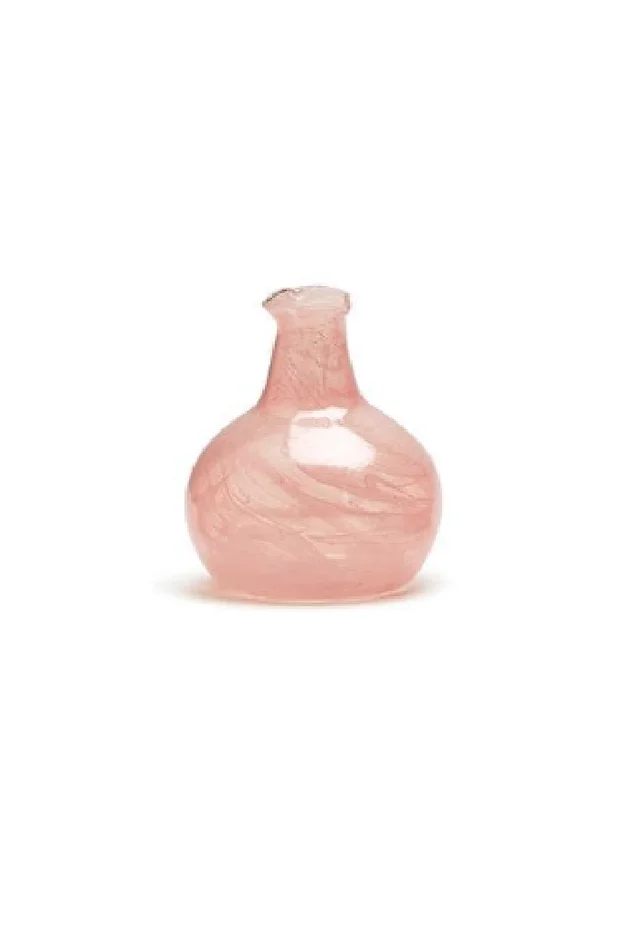 PINK DECORATIVE BOTTLE / VASES WITH WHITE SWIRL