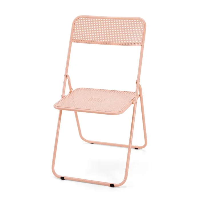 Pink Perforated Metal Folding Chair