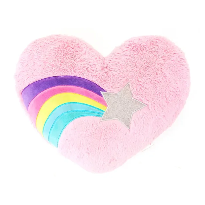 Pink Plush Shooting Star Heart Pillow