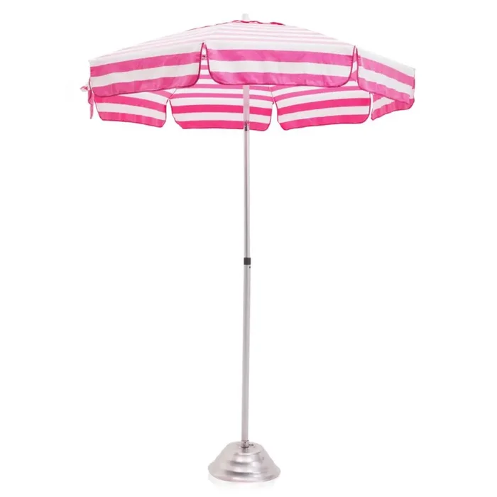 Pink + White Stripe Patio Umbrella with Base Fashion