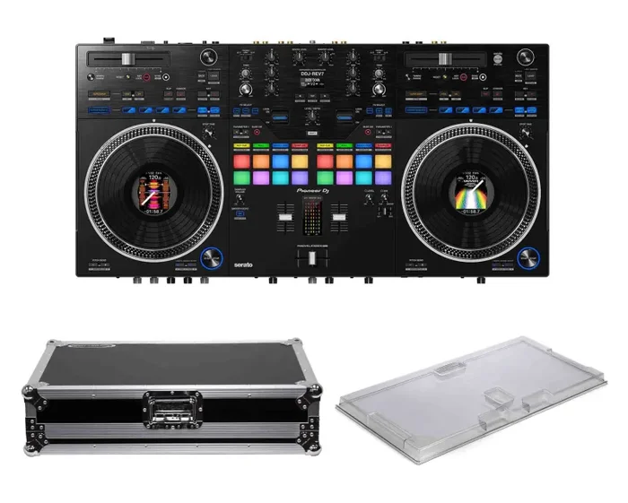 Pioneer DDJ-REV7, 2-Channel DJ Controller Package with Decksaver Cover and Odyssey Flight Case