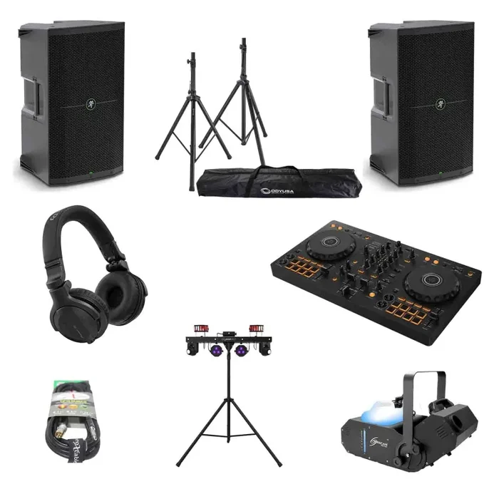Pioneer DJ DDJ-FLX4 CLUB LIGHT Package 01 with DJ Controller, Speakers, Stands and Headphones