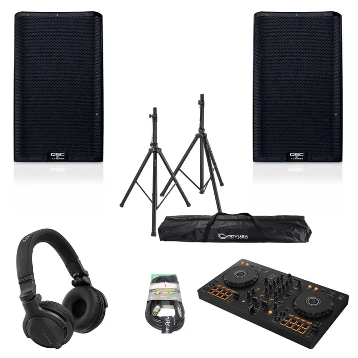 Pioneer DJ DDJ-FLX4 CLUB Package 04 with DJ Controller, Speakers, Stands and Headphones