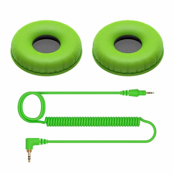 Pioneer DJ HC-CP08-G Coiled Cable and Ear Pads for HDJ-CUE1 Headphones – Green