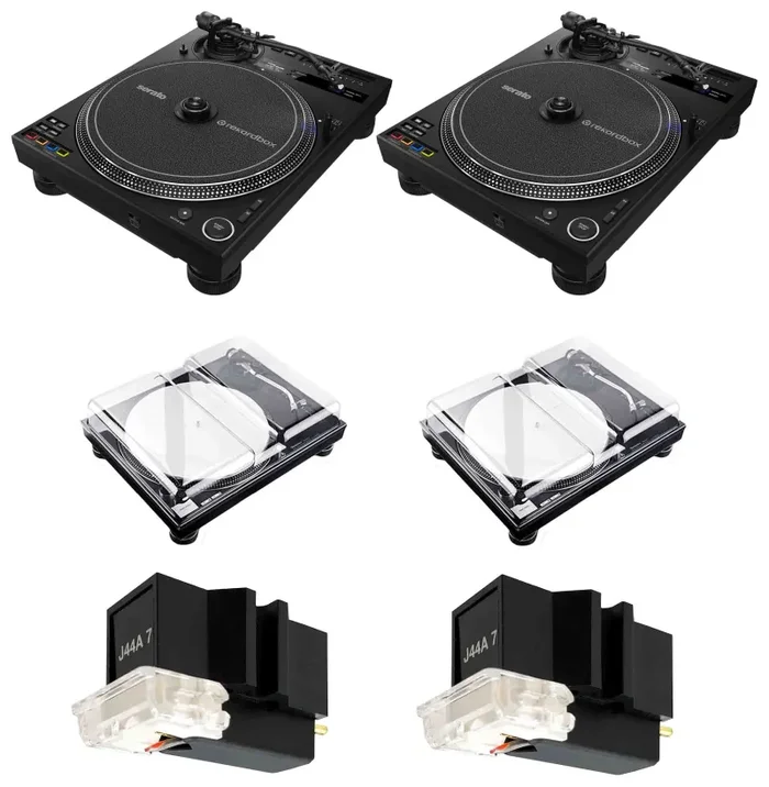 Pioneer DJ PLX-CRSS12 Hybrid Turntable Package with Decksaver Cover and Improved Cartridge