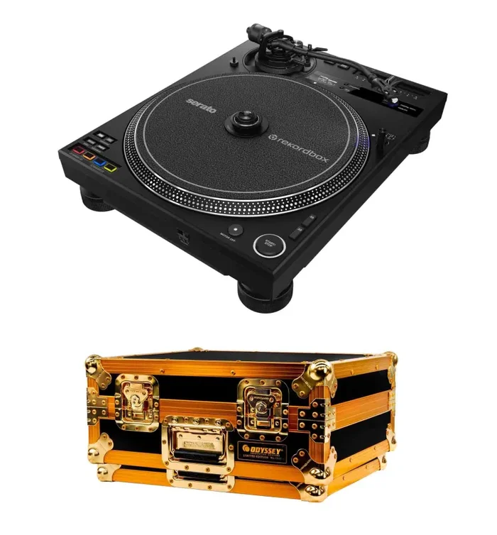 Pioneer DJ PLX-CRSS12 Hybrid Turntable Package with Gold Flight Case