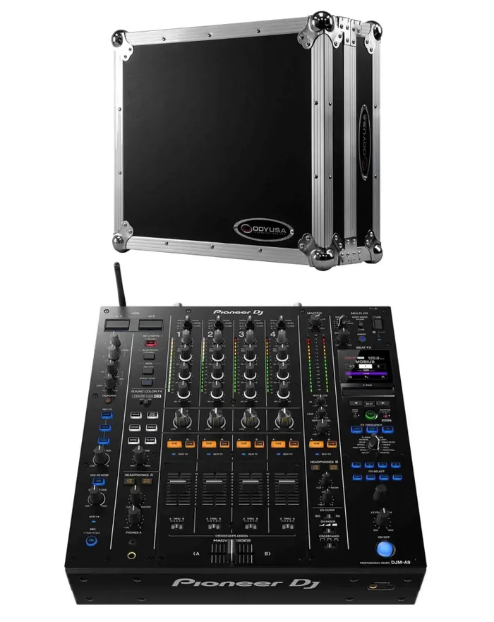 Pioneer DJM-A9, 4 Channel Professional Mixer DJ Package with Odyssey Flight Case