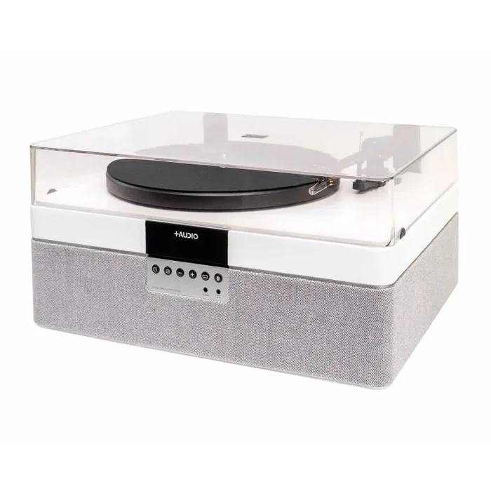 Plus Audio: The +Record Player Turntable + Integrated Audio System w/ Bluetooth – Carbon / 2M Red Upgrade