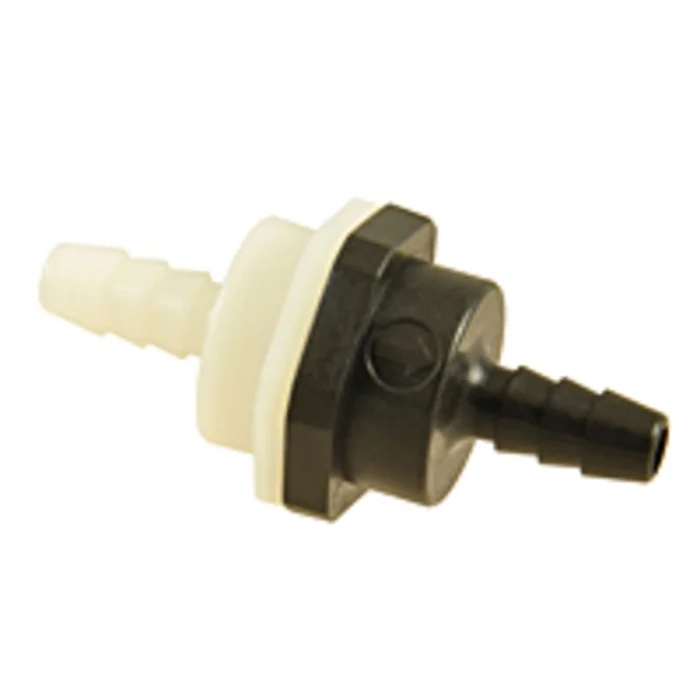Polypropylene Check Valve – 0.25 psi Spring & Buna-N Seal 3/8″ HB 3/8″ HB