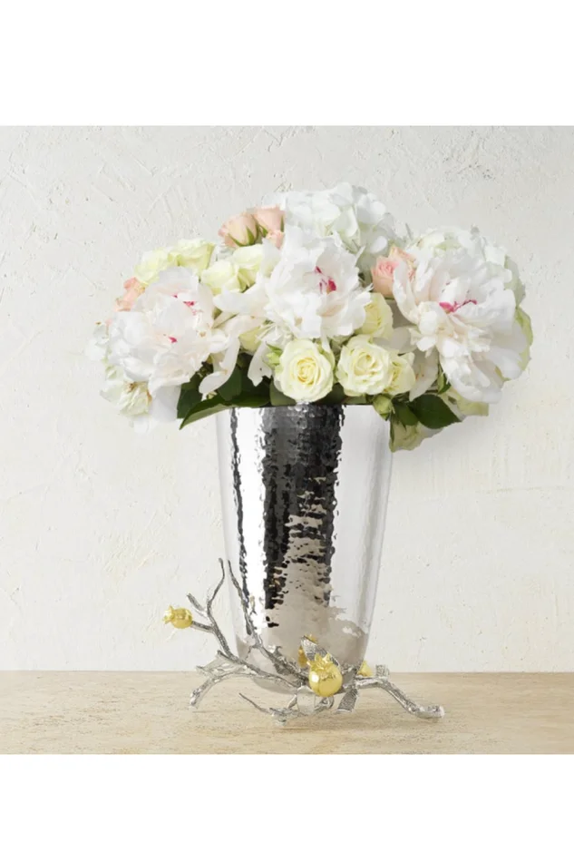 Pomegranate Silver & Gold Vase – Large