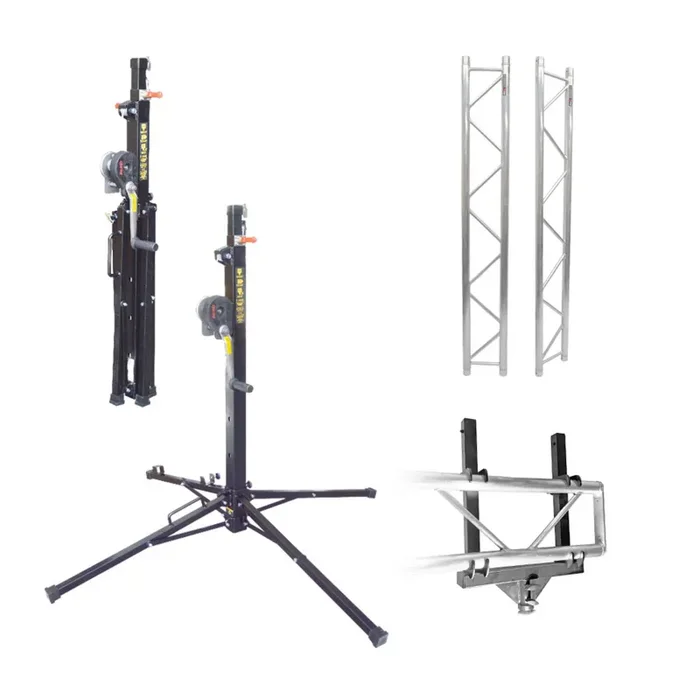 ProX F32 I-Beam Truss & Lifting Tower Package with (2) 6.56Ft Truss Segments, (2) Mount Brackets and (2) Lifting Towers