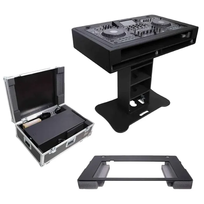 ProX Rev7 Control Tower Podium with 2x1U Rack Case DJ Package – Black