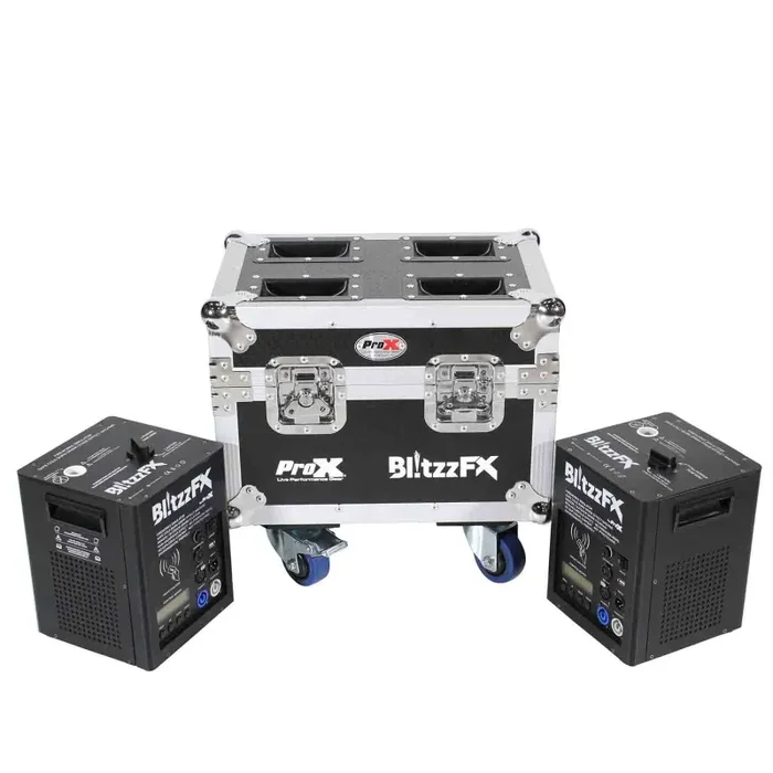 ProX X-BLITZZFX X2 Blitzz FX Set of Two Smaller Model Cold Spark Machines with Flight Case
