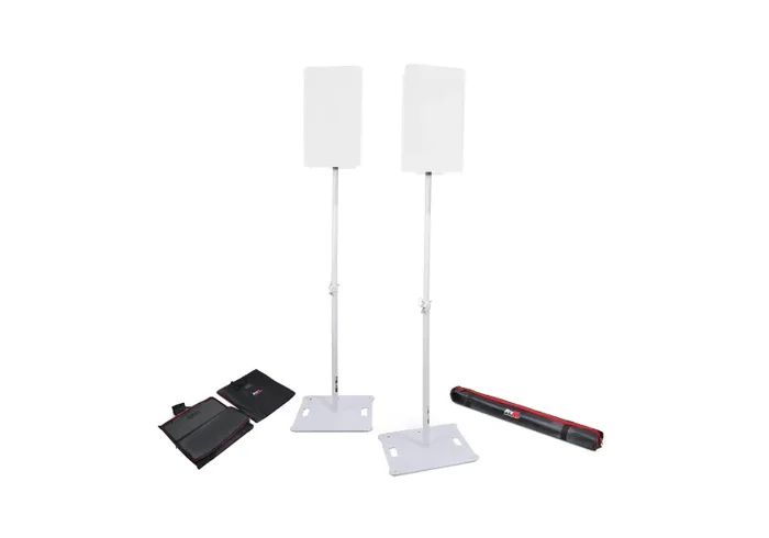 ProX X-POLARISWHX2 POLARIS Portable Square Base Speaker Stands (Pair) with bags – White Finish