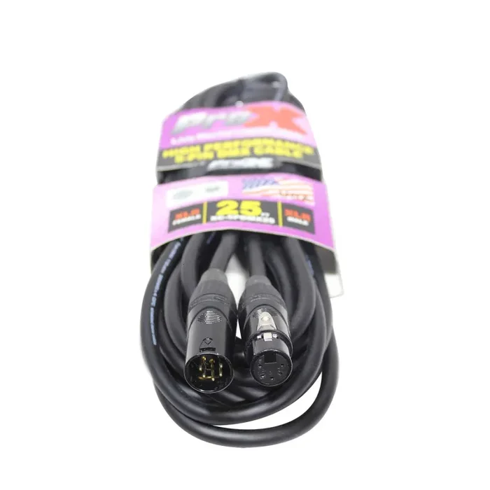 ProX XC-5PDMX25, DMX XLR5-M to XLR5-F High Performance Cable – 25 Feet