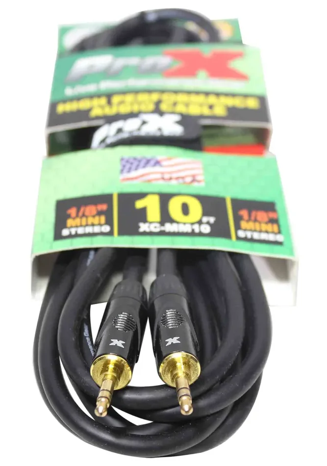 Prox XC-MM10 Balanced TRS-M Mini 1/8″ to TRS-M Mini 1/8″ High Performance Audio Cable – 10 Feet