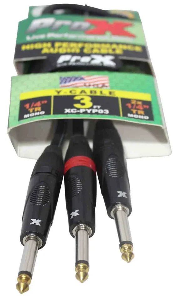 Prox XC-PYP03 1/4″ TS-M to Dual 1/4″ TS-M High Performance Audio Cable – 3 Feet