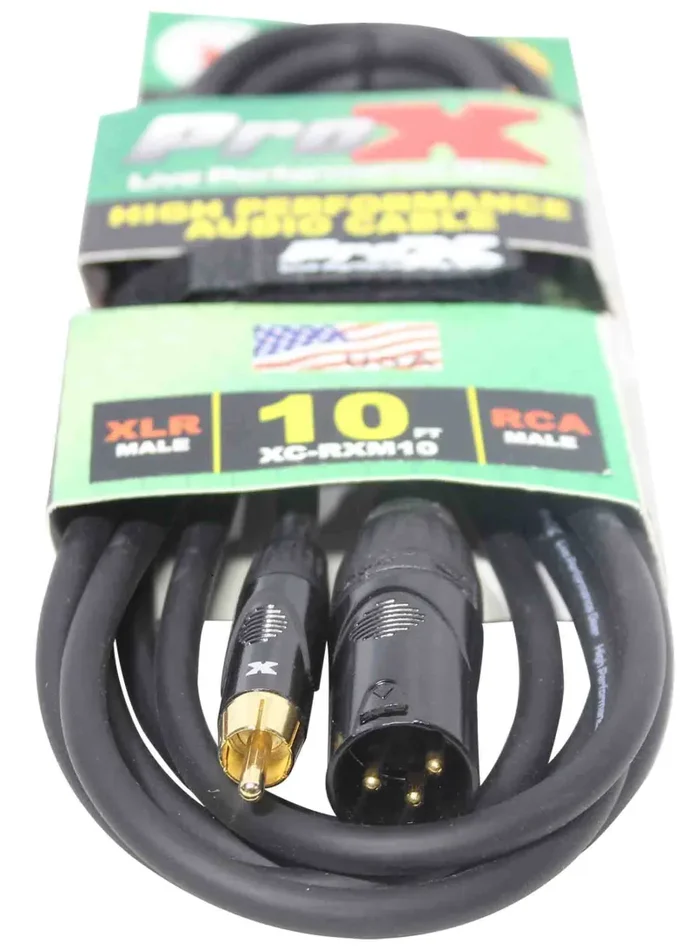 Prox XC-RXM10 Unbalanced RCA to XLR3-M High Performance Audio Cable – 10 Feet