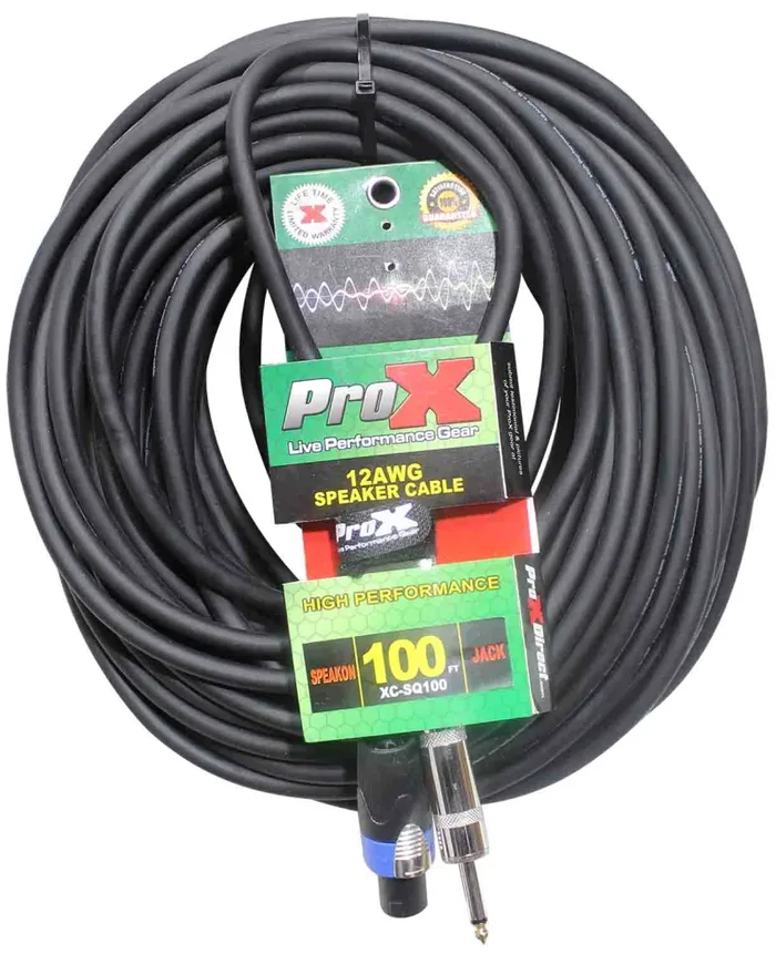 ProX XC-SQ100, 12 AWG SpeakOn to 1/4″ TS High Performance Speaker Cable – 100 Feet