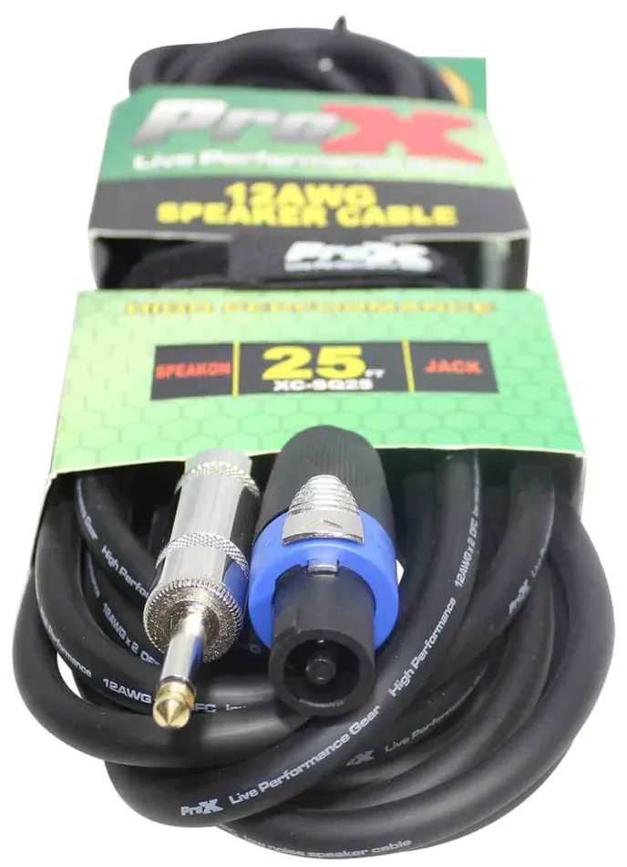 ProX XC-SQ25, 12 AWG SpeakOn to 1/4″ TS High Performance Speaker Cable – 25 Feet