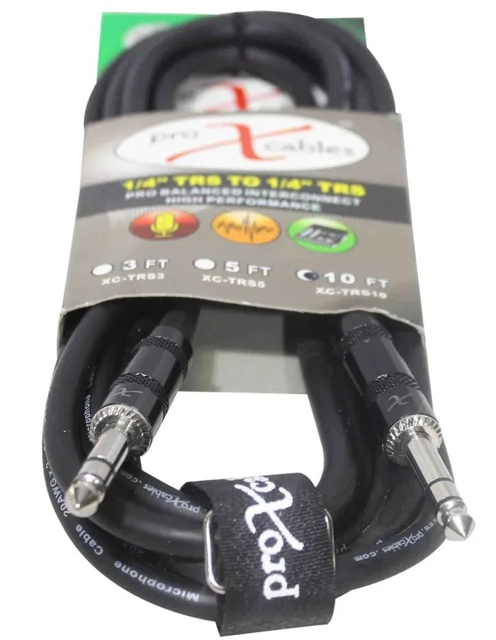Prox XC-TRS10 Balanced 1/4″ TRS-M to TRS-M High Performance Audio Cable – 10 Feet