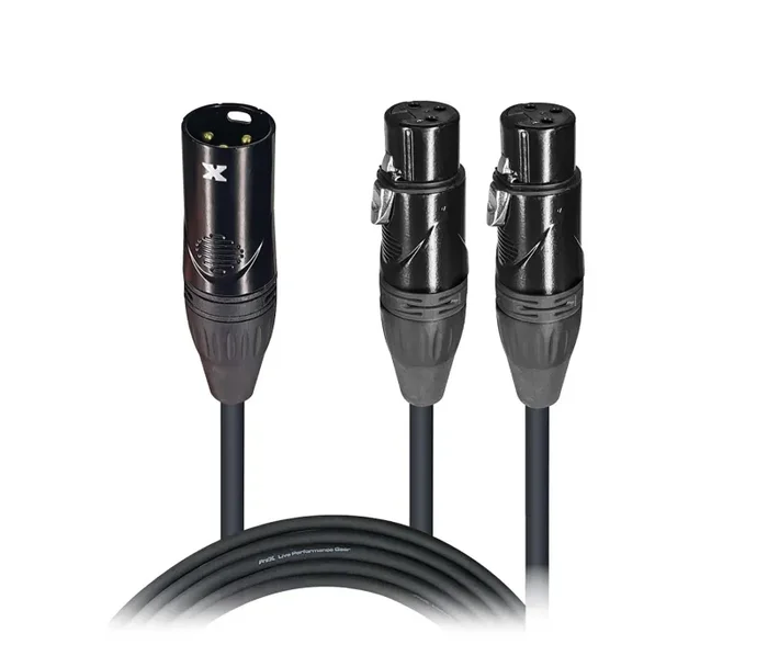 ProX XC-YXM, Balanced XLR-M to Dual XLR-F High Performance Audio Y Cable – 6 Inches
