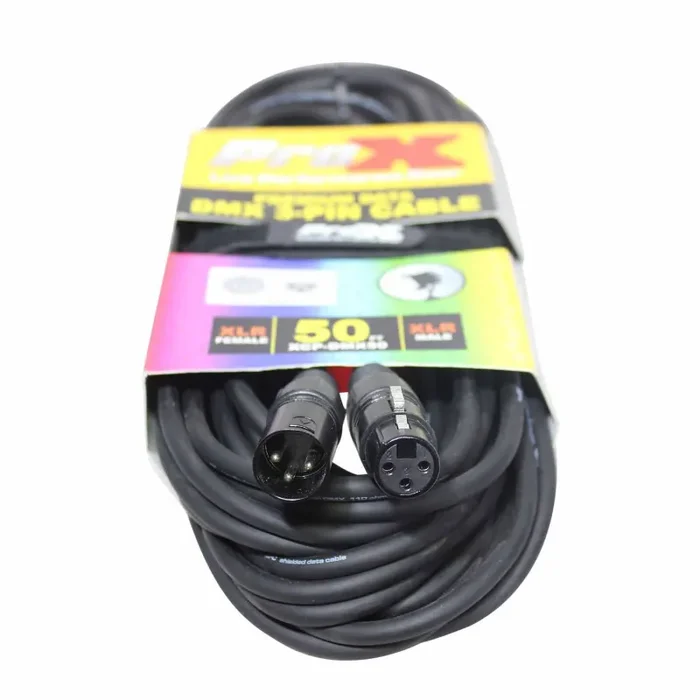 ProX XCP-DMX50, DMX XLR3-M to XLR3-F Premium Cable – 50 Feet