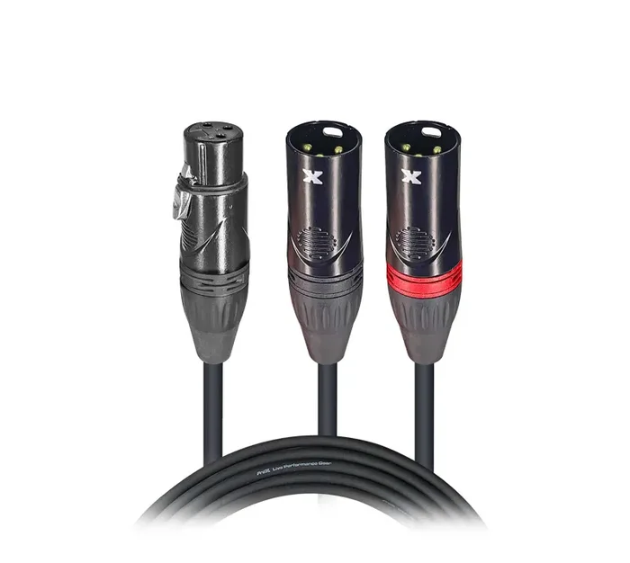 ProX XCYXF, Balanced XLR-F to Dual XLR-M High Performance Audio Y Cable – 6 Inches