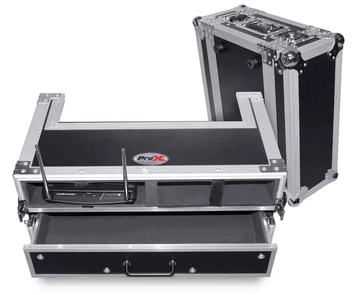 ProX XS-2WM2DR Wireless Microphone Case 2 Capacity Handheld Mic Storage with 1 Drawer