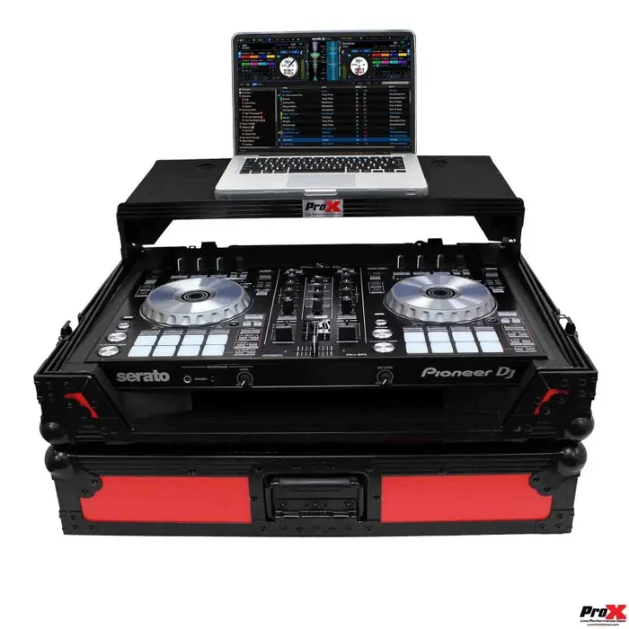 ProX XS-DDJSR2LTRB LED DJ Flight Case For Pioneer DDJ-SR2 DJ Controller – Black on Red