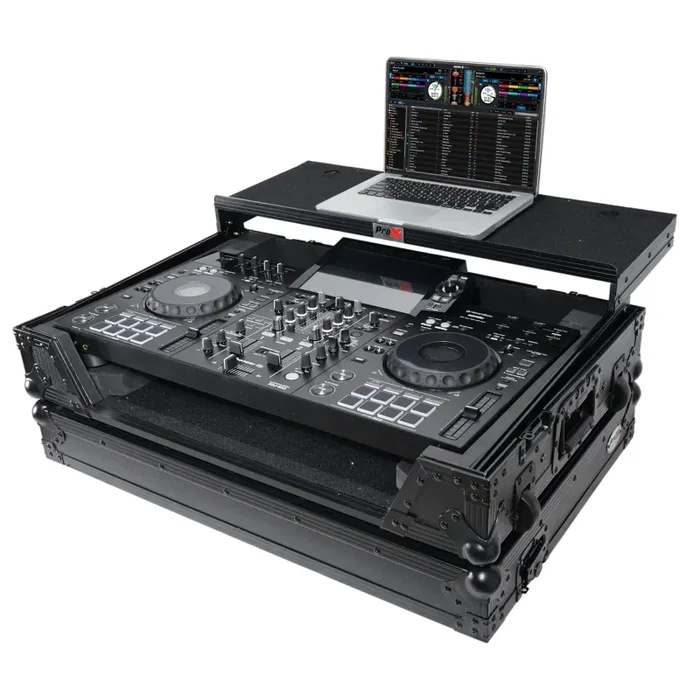 ProX XS-XDJRX3WLTBL Flight Case for Pioneer XDJ-RX3, DDJ-REV5 DJ Controller with Laptop Shelf 1U Rack Space and Wheels Black Finish