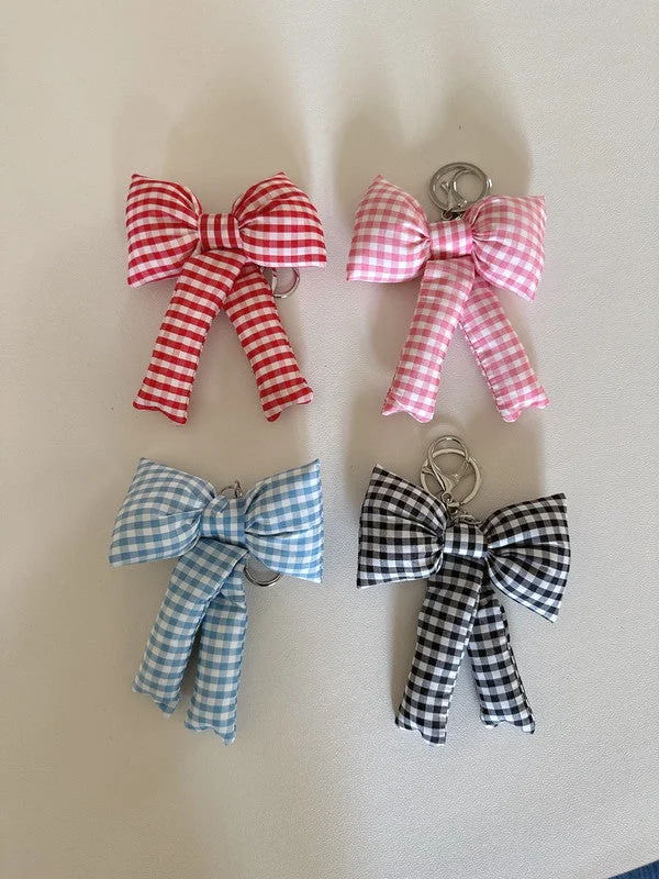 Puffy Padded Bow Keyring – Bag Charm Deco Cute Ribbon