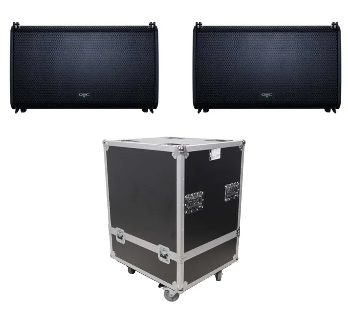 QSC LA112SP302622W, 2-Way 12″ Powered Line Array Loudspeaker Package with Flight Case – Set of 2