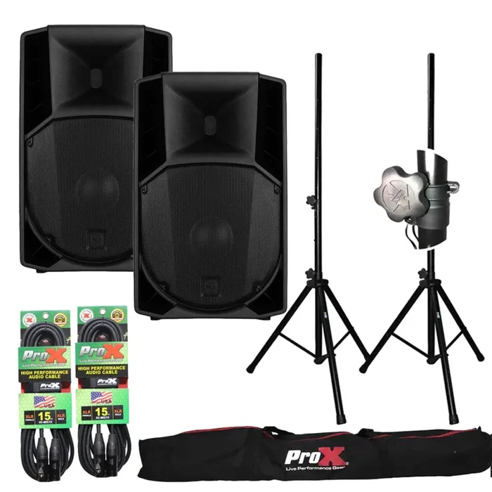 RCF ART-745A-MK5 Speaker Package Including Tripod Stands with Bag and Microphone Cable