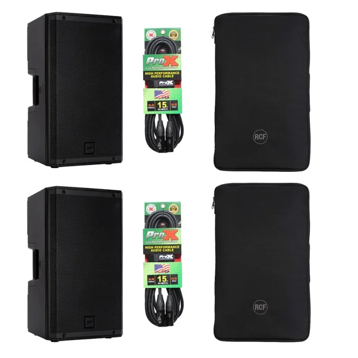 RCF ART-912A Speaker Package Including Protective Cover and Microphone Cable