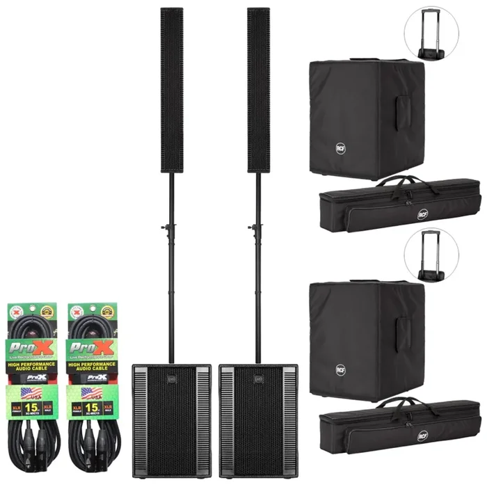 RCF EVOX-12-SYSTEM Portable PA System Speaker Package with Protective Cover and Microphone Cable