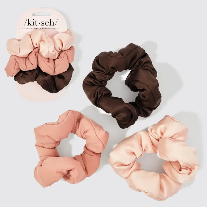 Recycled Fabric Cloud Scrunchies 3pc Set – Rosewood